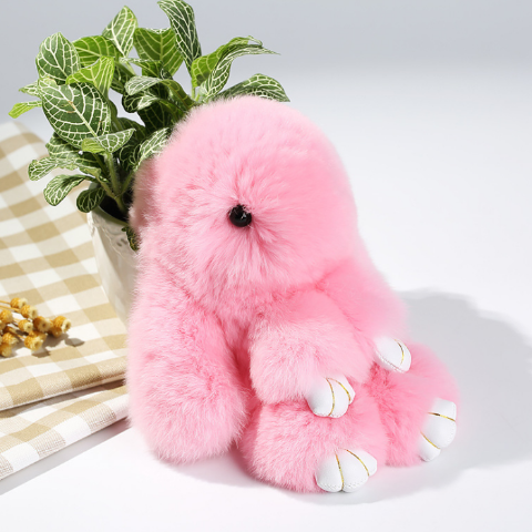 Furry Bunny™ Pom Pom Keychain