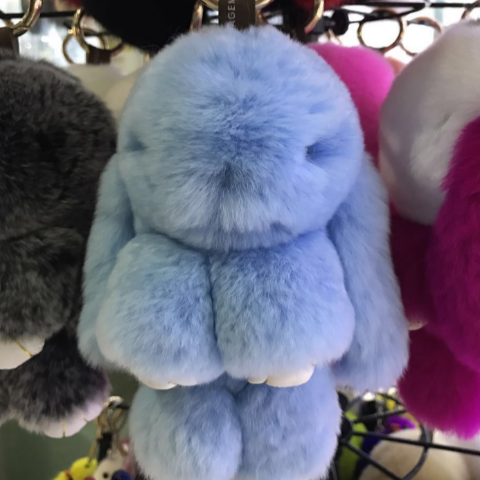 Furry Bunny™ Pom Pom Keychain