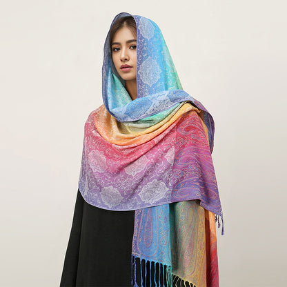 HueWrap rainbow paisley scarf in the T318-05 color design