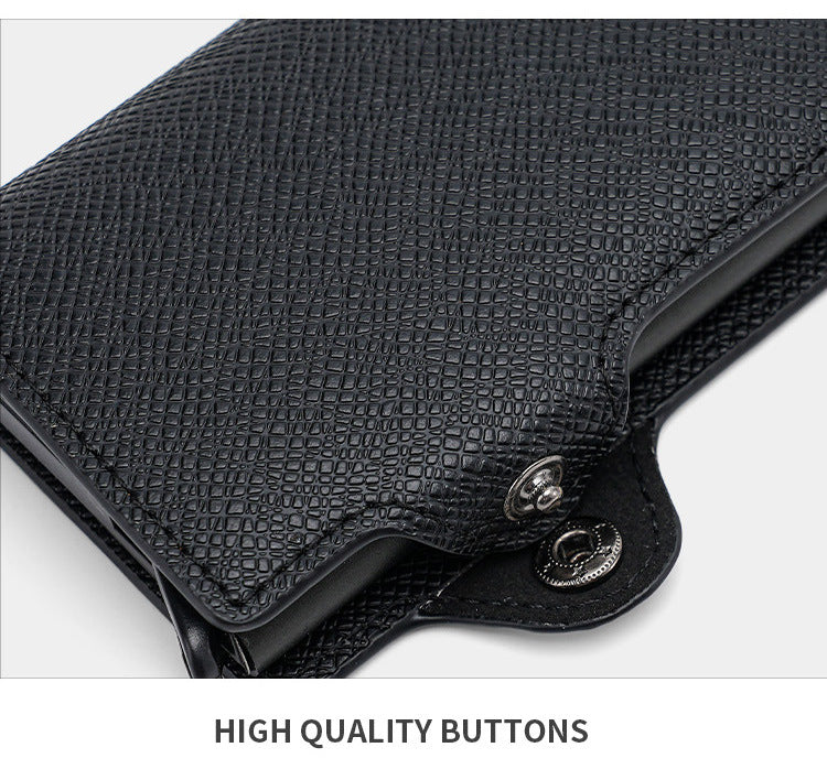 CardGlide textured cover and snap-button closure shown in close detail