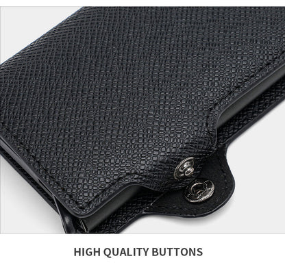 CardGlide textured cover and snap-button closure shown in close detail
