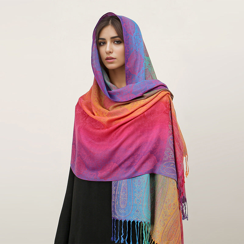 HueWrap rainbow paisley scarf in the T318-07 color design
