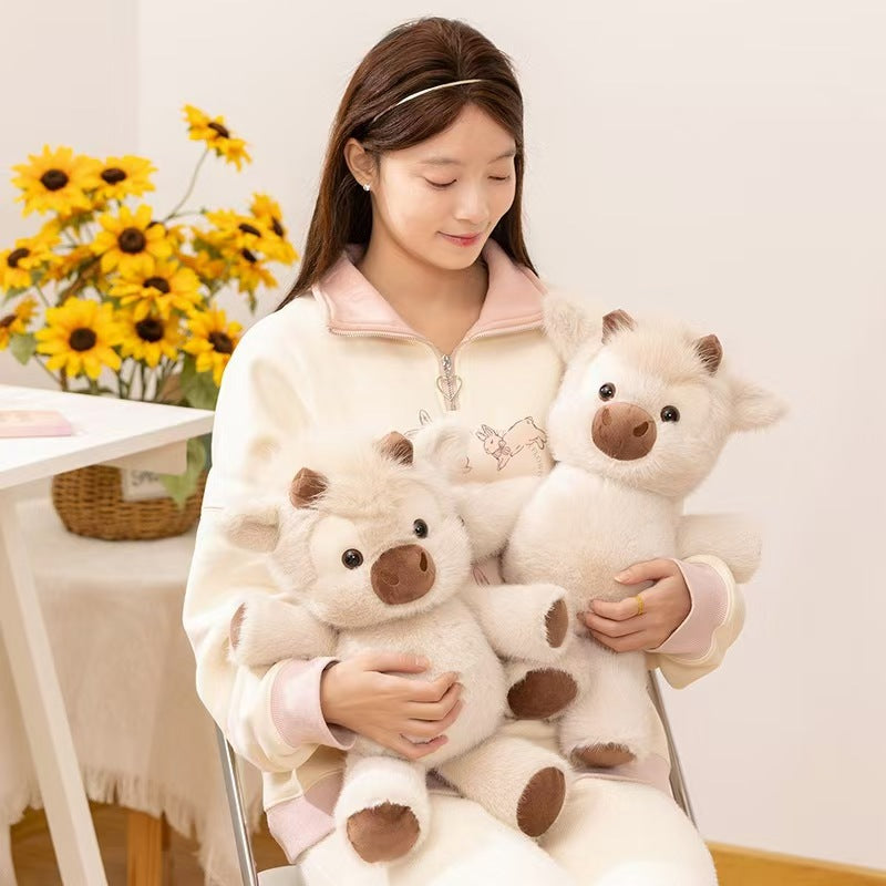 Two CreamCuddle Highland cow plush toys held together; each order includes one plush