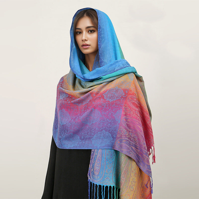 HueWrap rainbow paisley scarf in the T318-11 color design