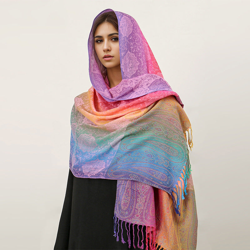 HueWrap rainbow paisley scarf in the T318-02 color design