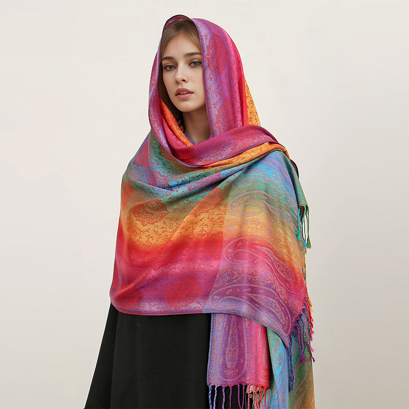 HueWrap rainbow paisley scarf in the T318-01 color design