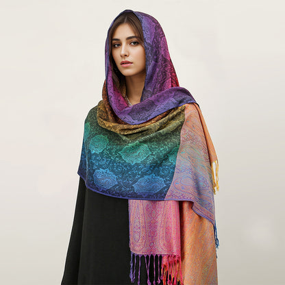 HueWrap rainbow paisley scarf in the T318-13 color design