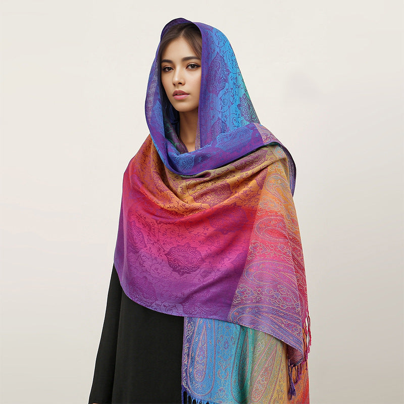 HueWrap rainbow paisley scarf in the T318-10 color design