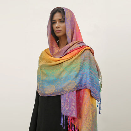 HueWrap rainbow paisley scarf in the T318-09 color design