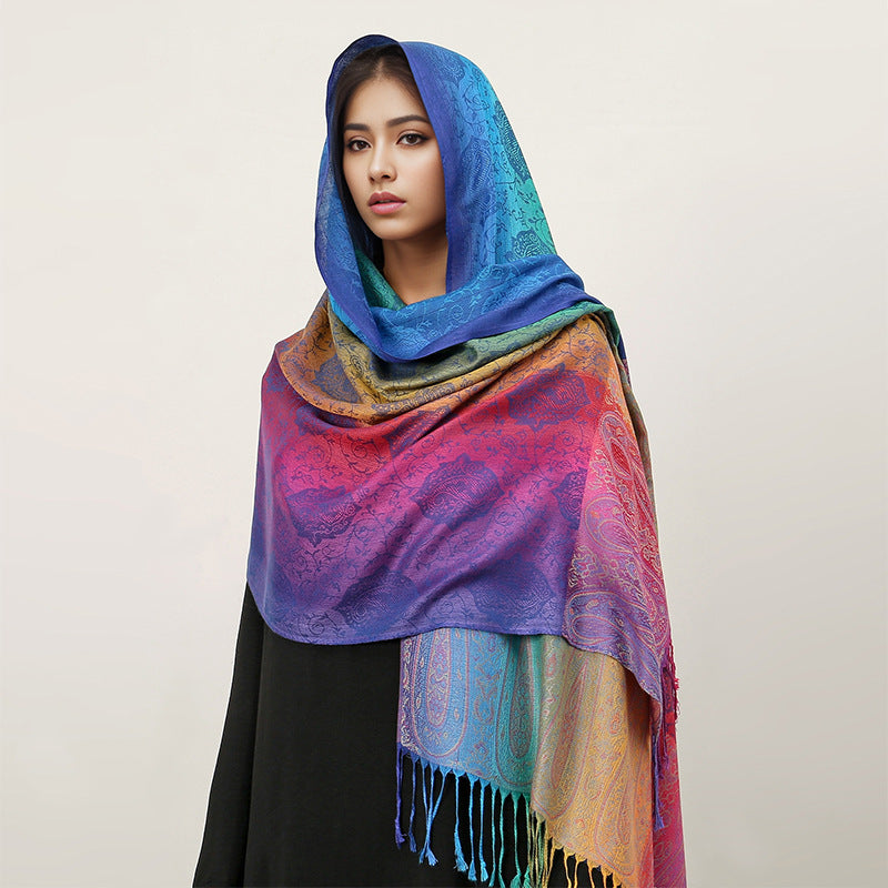 HueWrap rainbow paisley scarf in the T318-08 color design