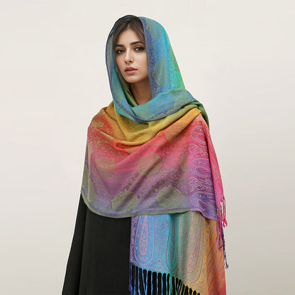 HueWrap rainbow paisley scarf in the T318-06 color design